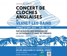A poster announcing the Bell Concert at St-George Anglicane Church in Vernet-les-Bains on Saturday, August 13, 2022.